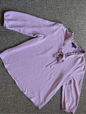 Fred David Dusty Mauve Ruffle Tie-Neck Blouse